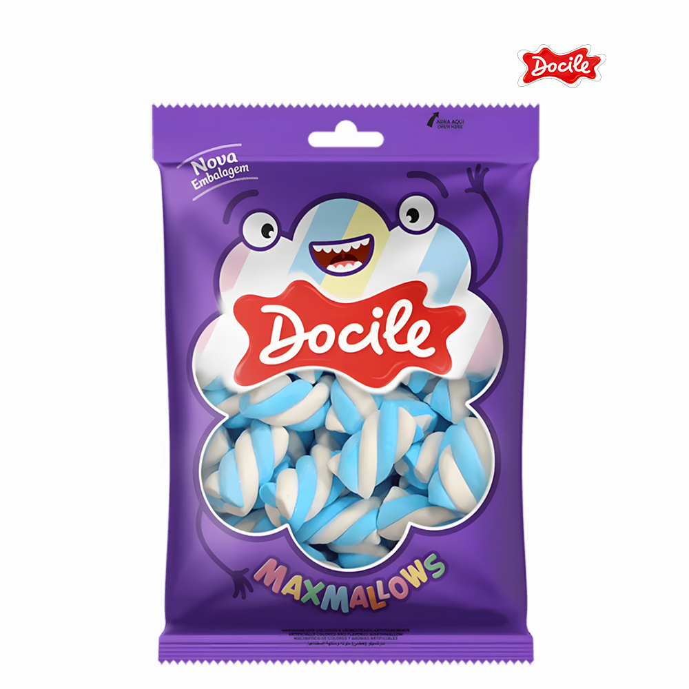 MAXMALLOWS DOCILE TWIST AZUL/BRANCO BAUNILHA 220G