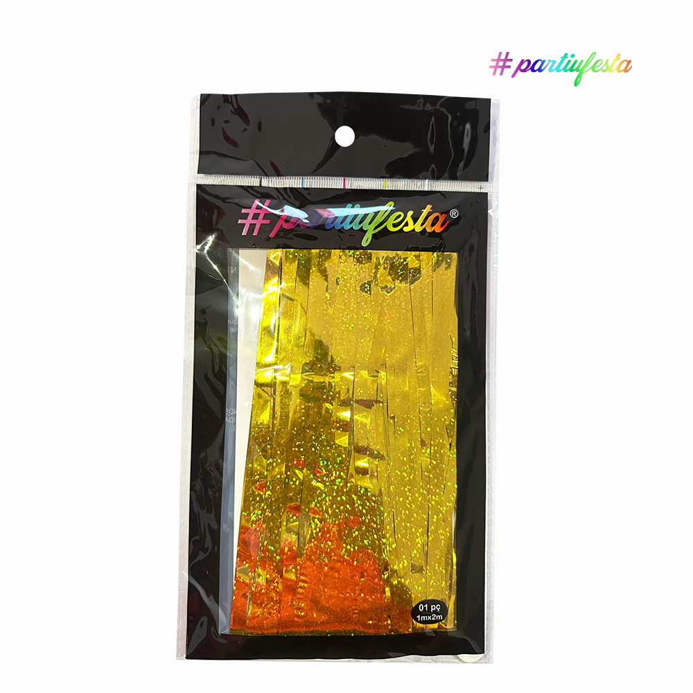 CORTINA PARTIUFESTA HOLOGRAFICA 1X2M DOURADA