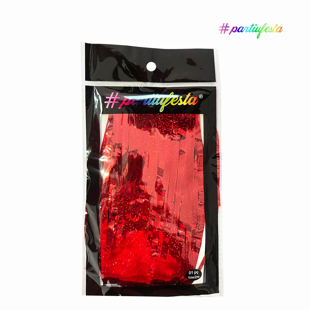 CORTINA PARTIUFESTA HOLOGRAFICA 1X2M VERMELHA