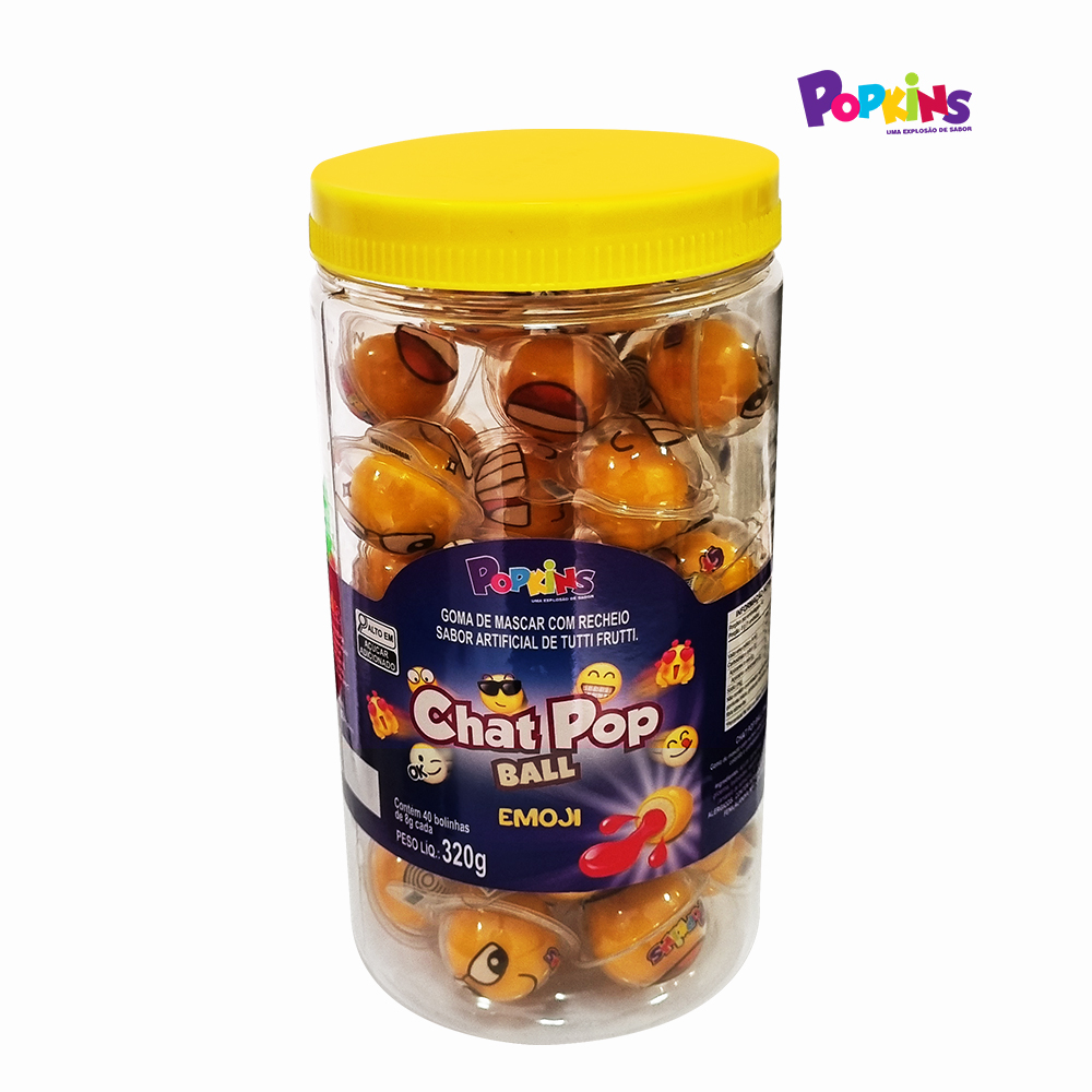 CHICLETE POPKINS CHATPOP BALL EMOJI - DISPLAY C/40 UNIDADES