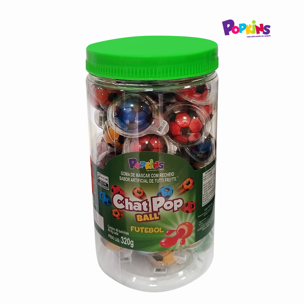 CHICLETE POPKINS CHATPOP BALL FUTEBOL - DISPLAY C/40 UNIDADES