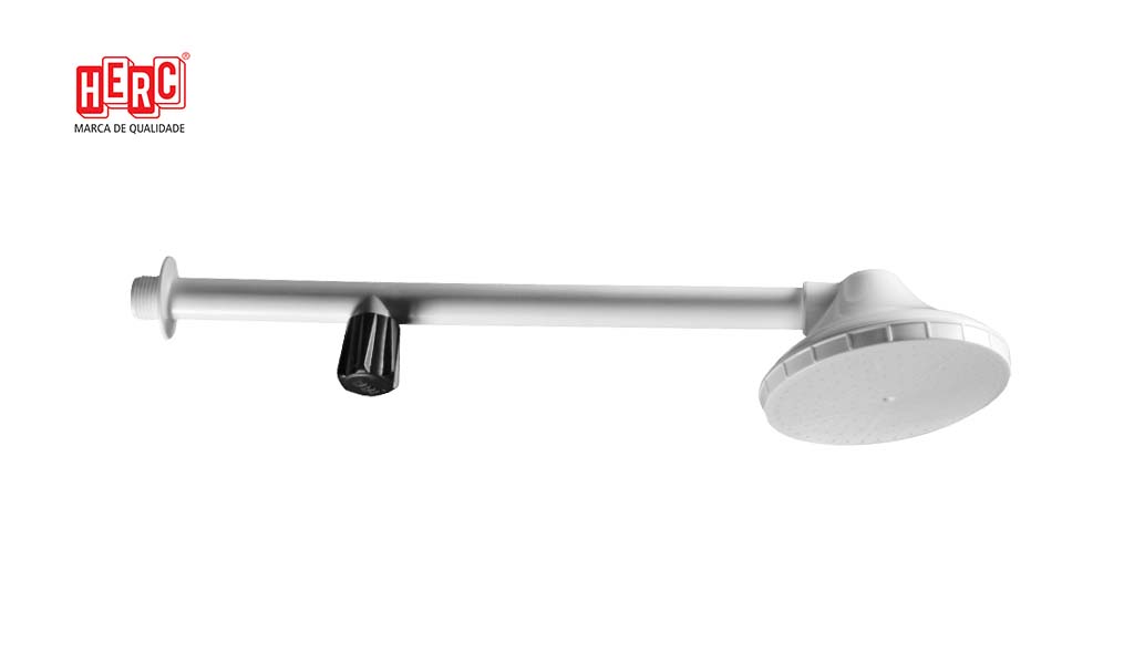 CHUVEIRO HERC 5” C/BRAÇO DE 1/2” 30CM BRANCO C/REGISTRO - EMBALAGEM INDIVIDUAL