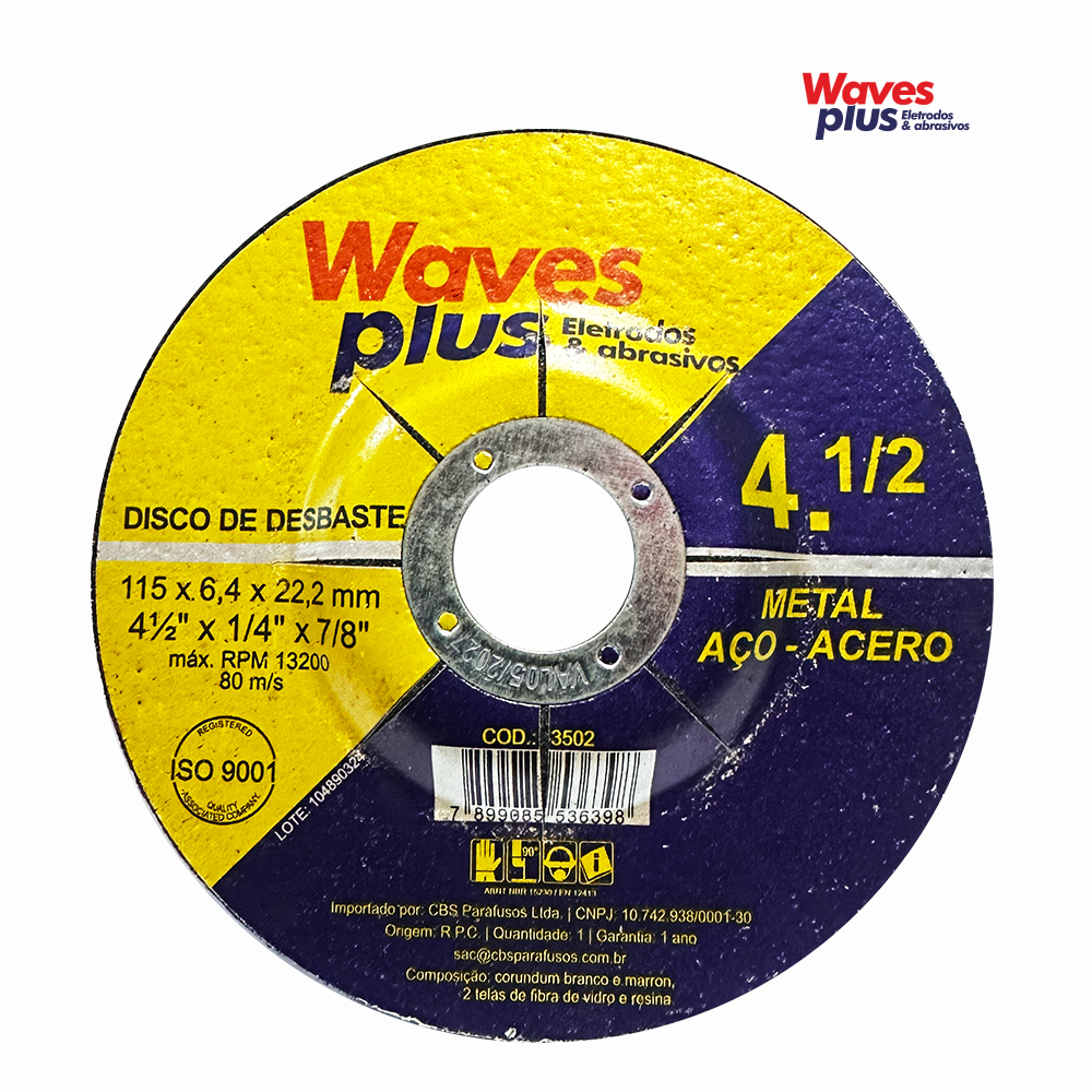 DISCO DE DESBASTE WAVES PLUS 4.1/2”