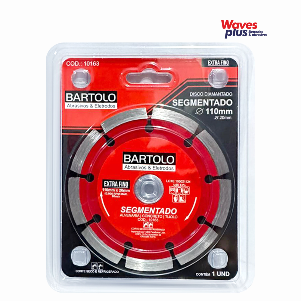 DISCO WAVES PLUS DIAMANTADO SEGMENTADO EXTRA FINO LINHA BARTOLO - 110X20MM