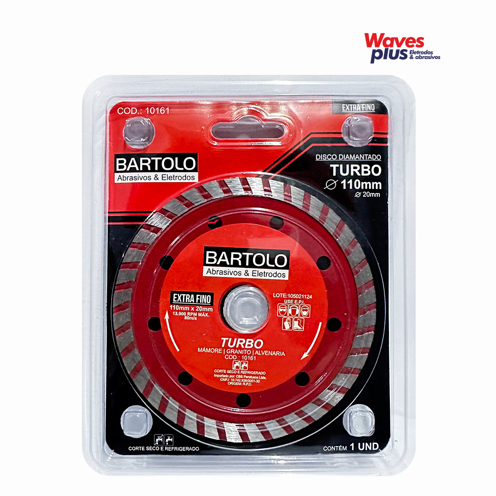 DISCO WAVES PLUS DIAMANTADO TURBO EXTRA FINO LINHA BARTOLO - 110X20MM