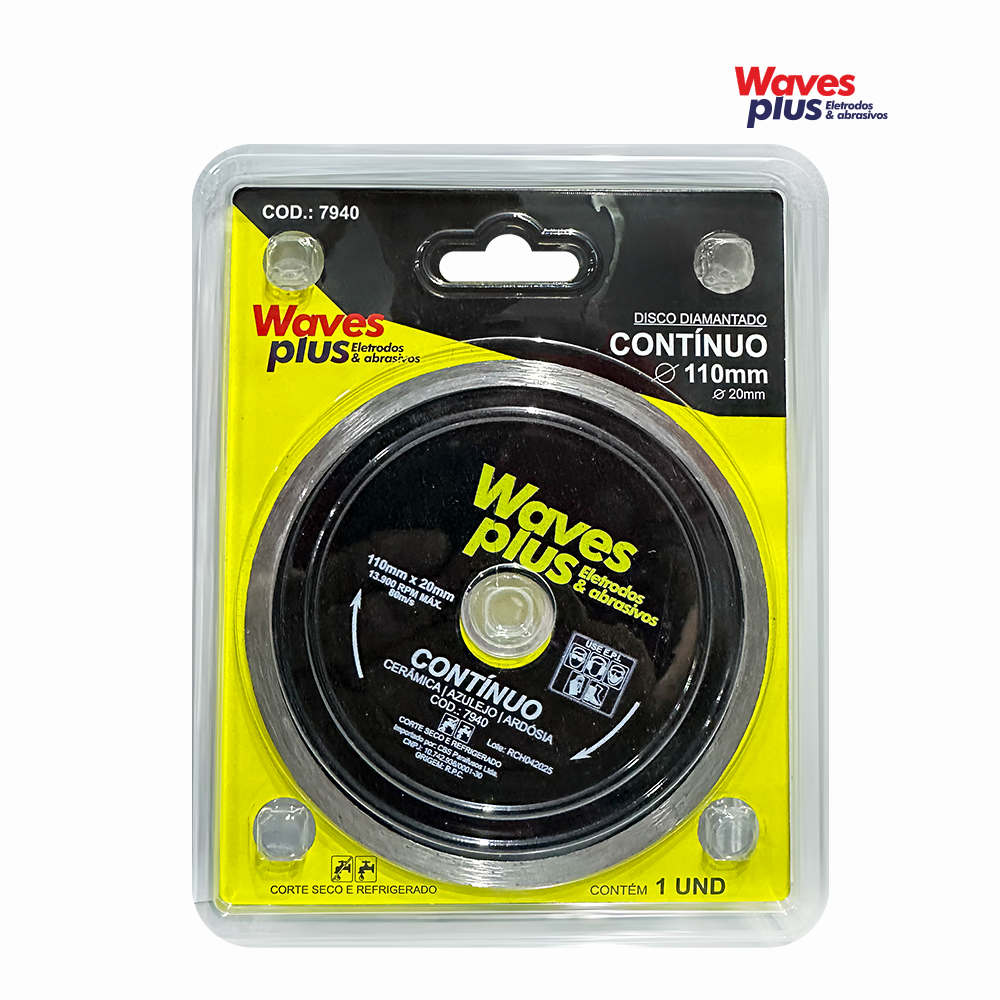 DISCO WAVES PLUS DIAMANTADO CONTINUO BLACK - 110X20MM