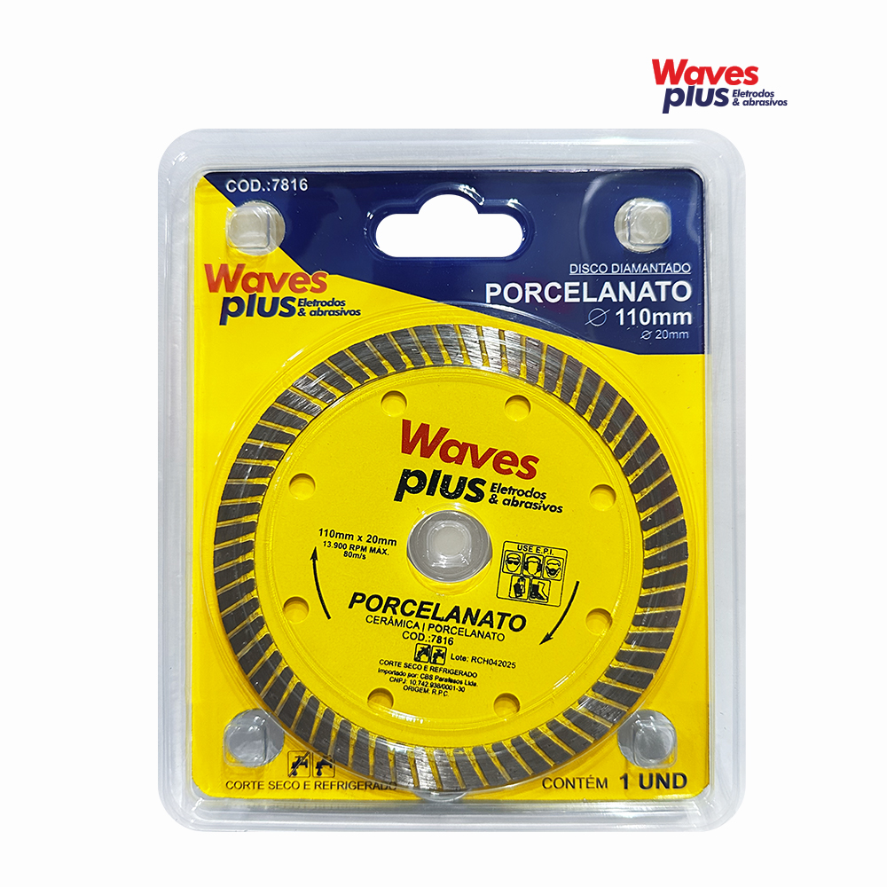 DISCO WAVES PLUS DIAMANTADO PARA PORCELANATO - 110X20MM