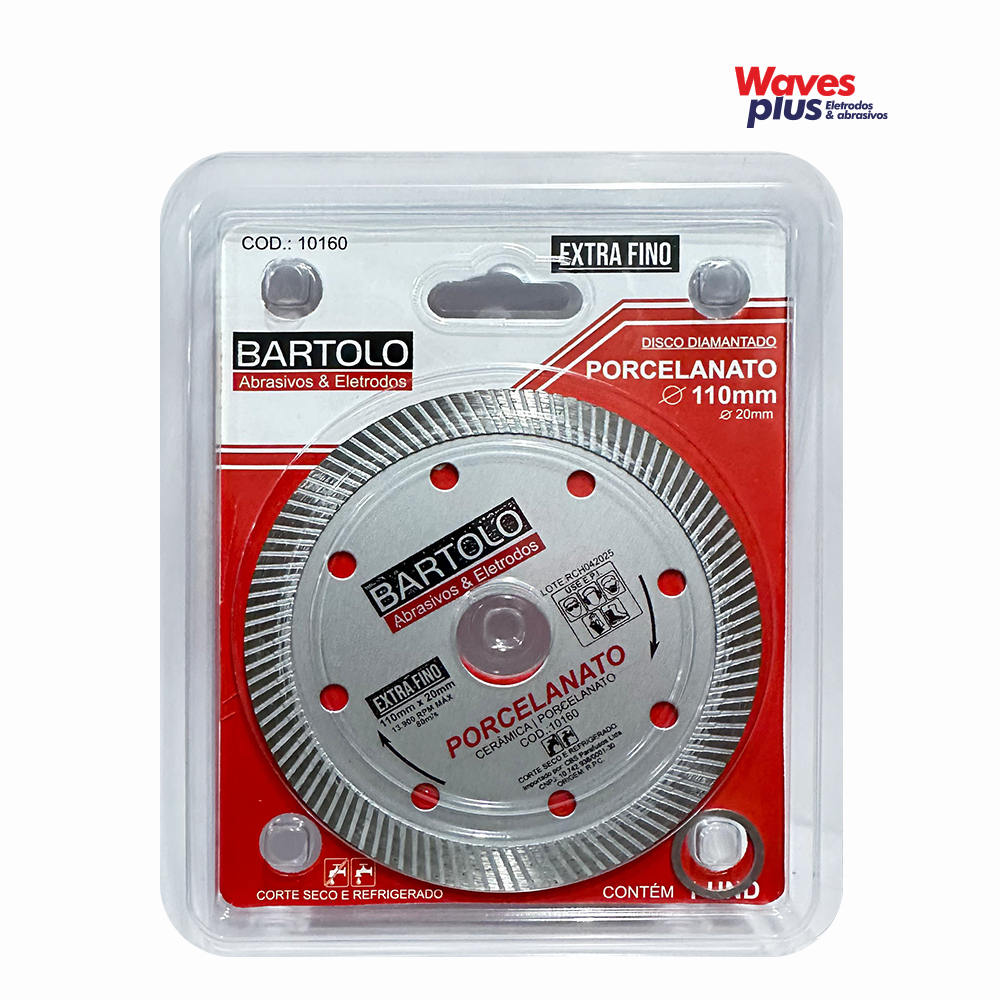 DISCO WAVES PLUS DIAMANTADO PARA PORCELANATO LINHA BARTOLO EXTRA FINO - 110X20MM