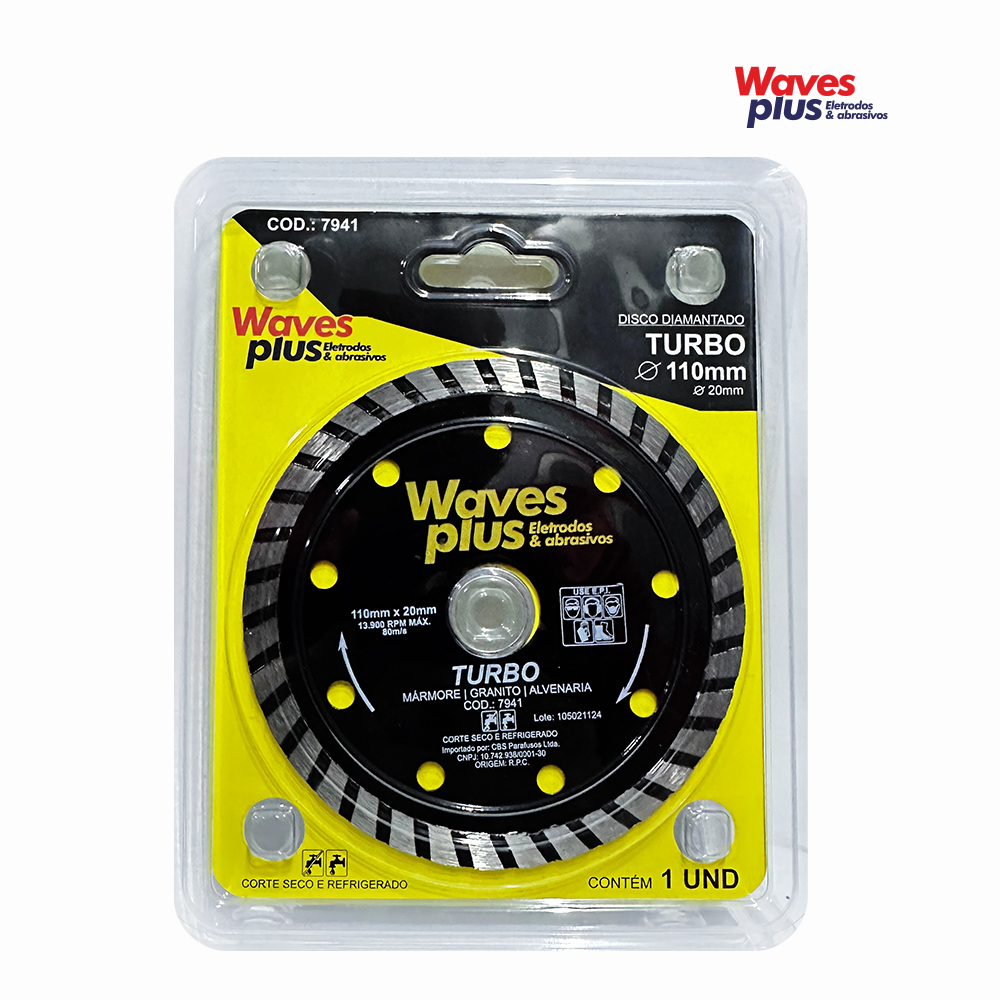 DISCO WAVES PLUS DIAMANTADO TURBO BLACK - 110X20MM