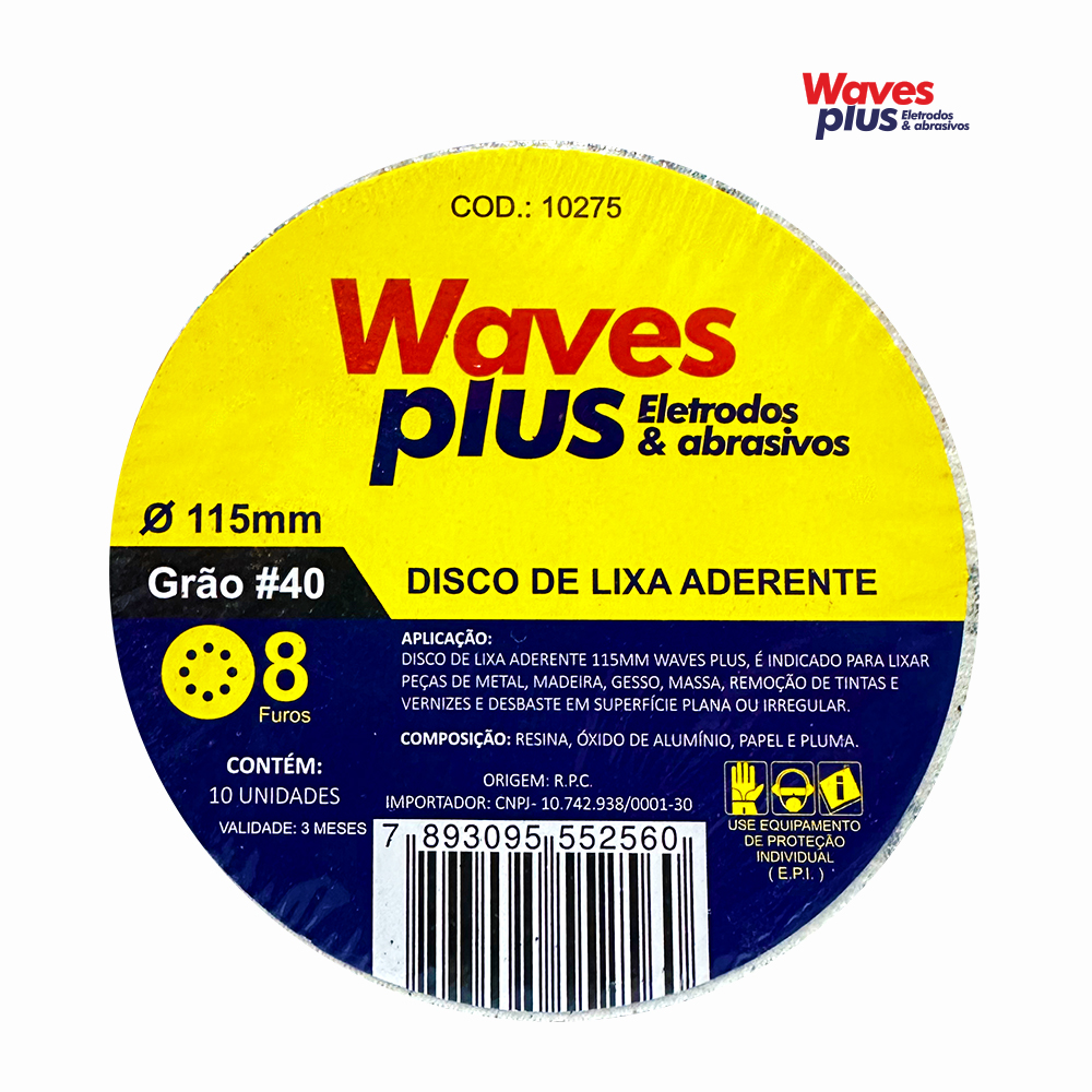 DISCO WAVES PLUS DE LIXA (VELCRO) P/MASSA SEM FUROS G080 4.1/2” - PACOTE C/10