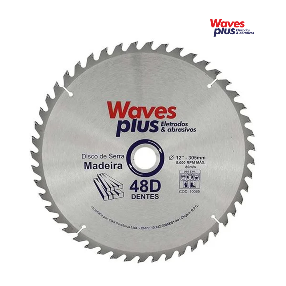 DISCO WAVES PLUS PARA MADEIRA CIRCULAR WIDEA 12” 305MM 48 DENTES 30MM