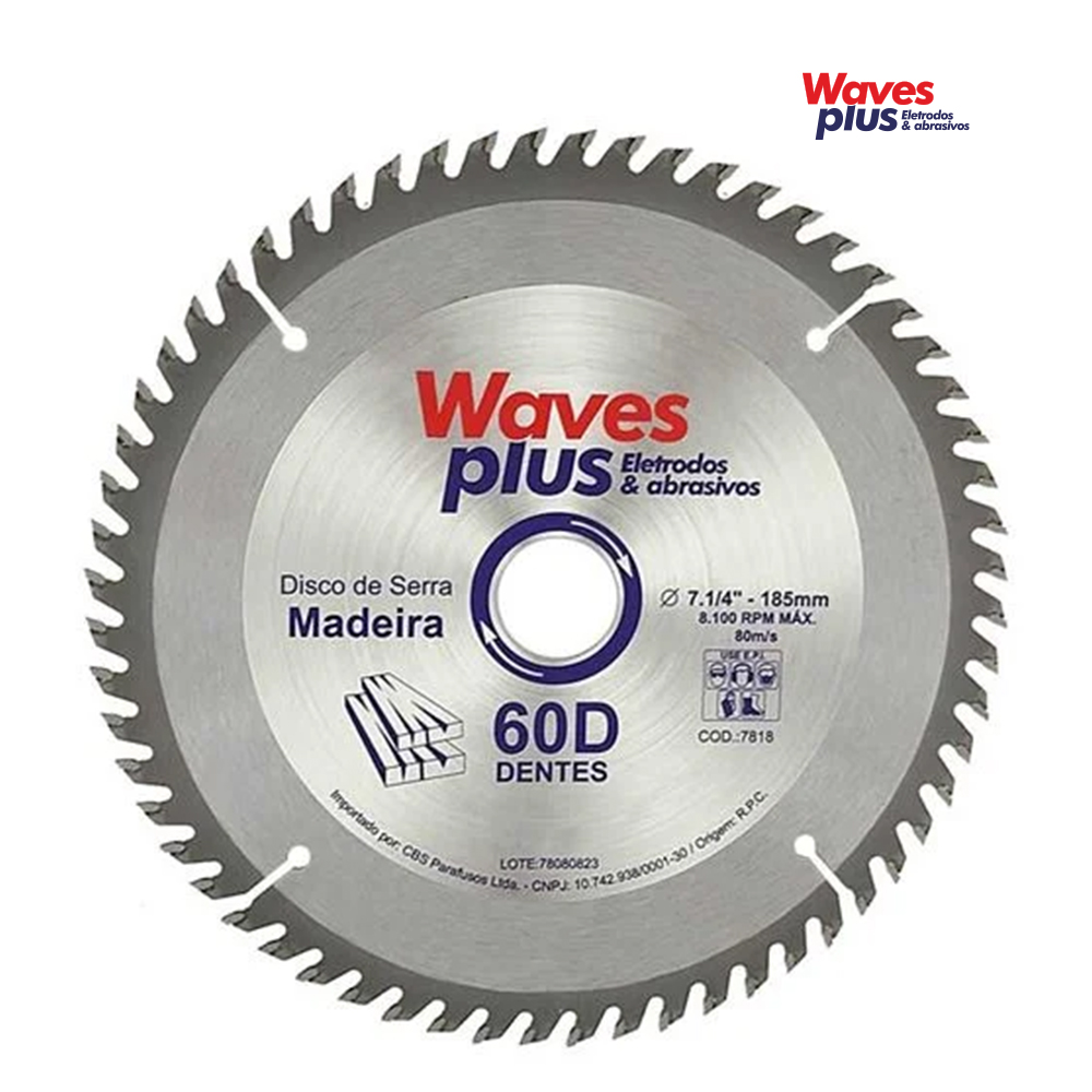 DISCO WAVES PLUS PARA MADEIRA MDF (CIRCULAR WIDEA) 7.1/4” 60 DENTES 184MM
