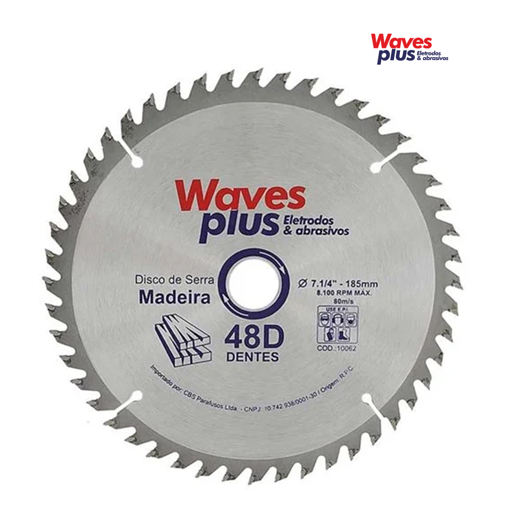 DISCO WAVES PLUS PARA MADEIRA (CIRCULAR WIDEA) 7.1/4” 48 DENTES 185MM