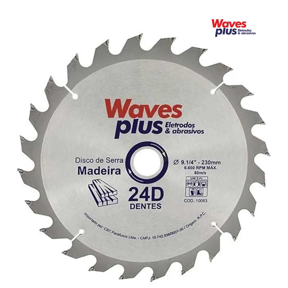 DISCO WAVES PLUS PARA MADEIRA (CIRCULAR WIDEA) 9.1/4” 24 DENTES 230MM