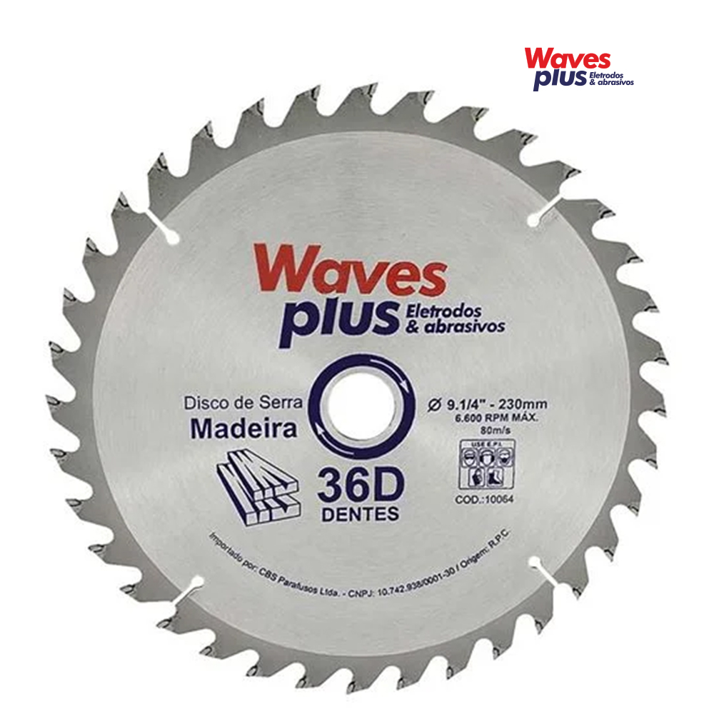 DISCO WAVES PLUS PARA MADEIRA (CIRCULAR WIDEA) 9.1/4” 36 DENTES 230MM