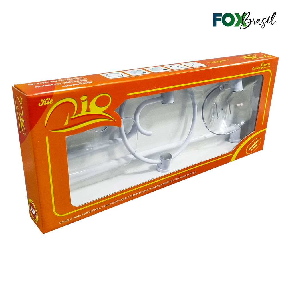 KIT RIO P/BANHEIRO BRANCO / ACRILICO CRISTAL - C/05 PEÇAS