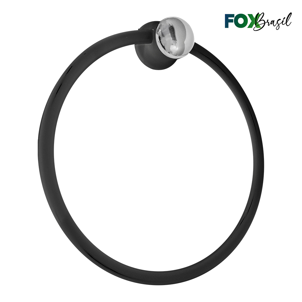PORTA TOALHA BRASIL TIPO ARGOLA - PRETO