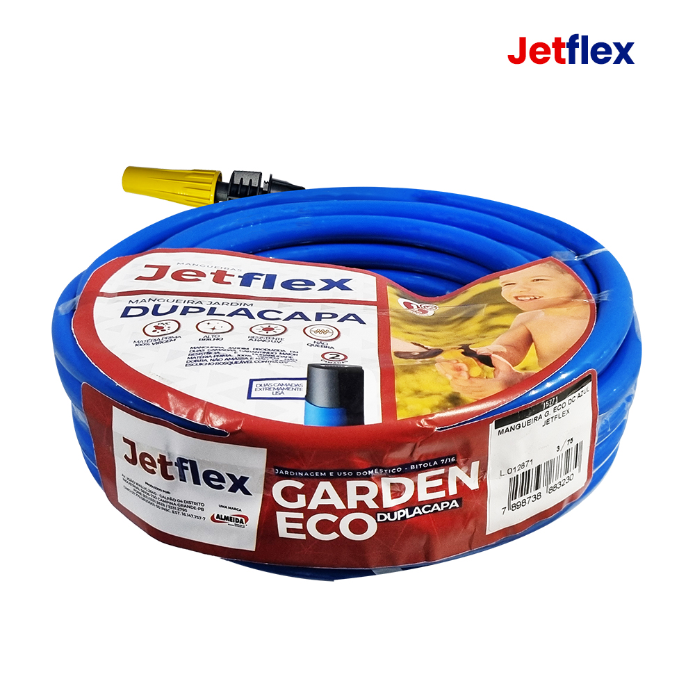 MANGUEIRA JETFLEX P/JARDIM LINHA GARDEM ECO DUPLA CAMADA -  COR AZUL 15M