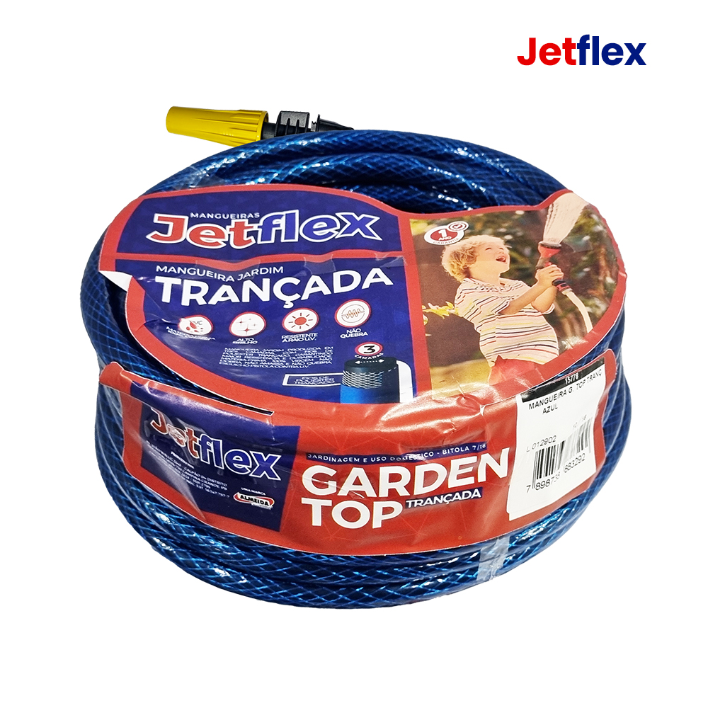 MANGUEIRA JETFLEX P/JARDIM LINHA GARDEM TOP TRANÇADA -  COR AZUL 30M