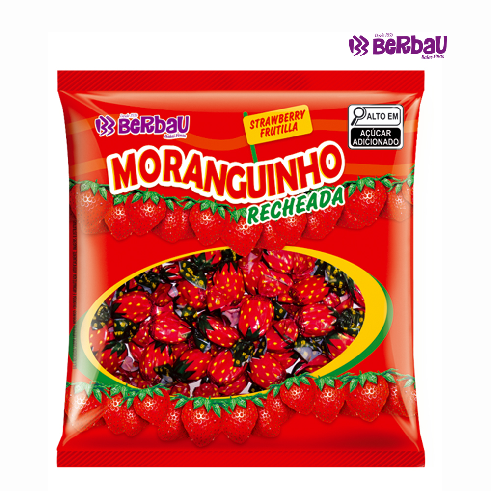 BALA BERBAU MORANGUINHO RECHEADA 500 GRAMAS