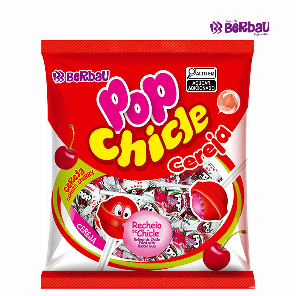 PIRULITO BERBAU POP CHICLETE CHERRY CEREJA 500 GRAMAS