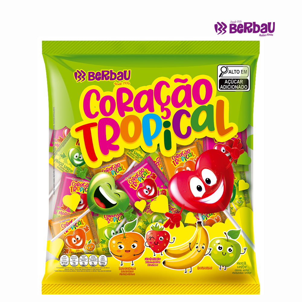 PIRULITO BERBAU CORACAO TROPICAL SORTIDO 600G