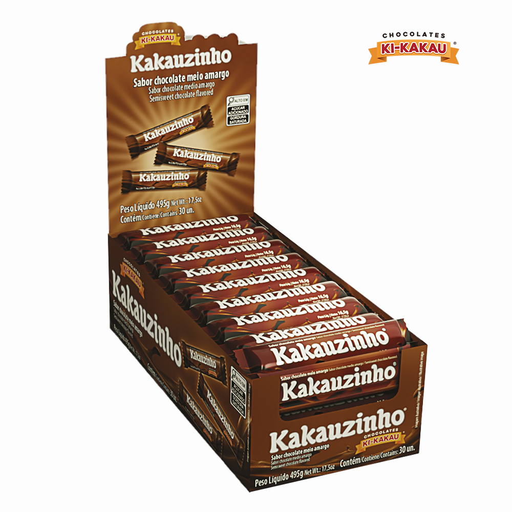 CHOCOLATE KAKAUZINHO MEIO AMARGO - DISPLAY COM 495 GRAMAS