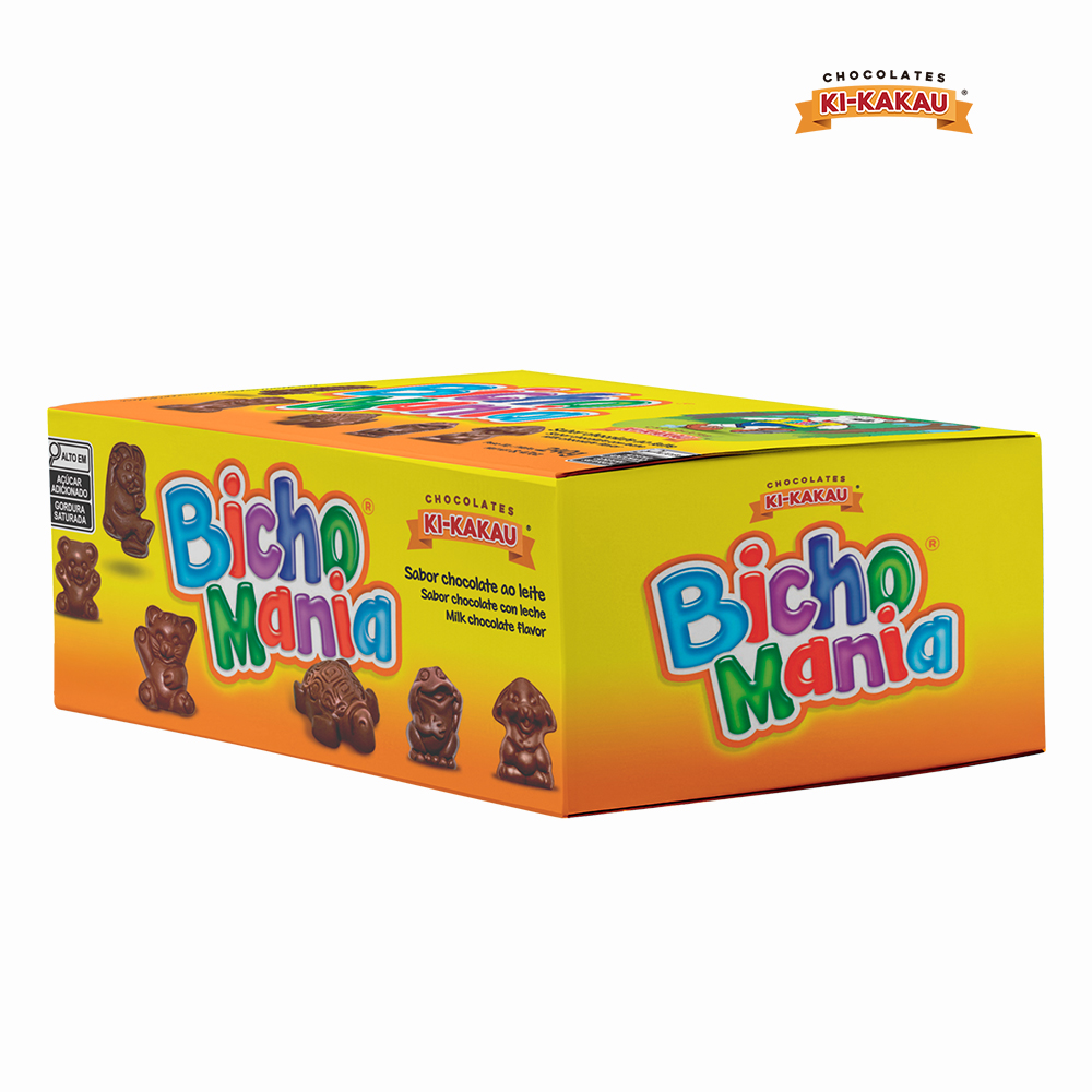 BICHO MANIA KIKAKAU CHOCOLATE AO LEITE  - DISPLAY 192 GRAMAS