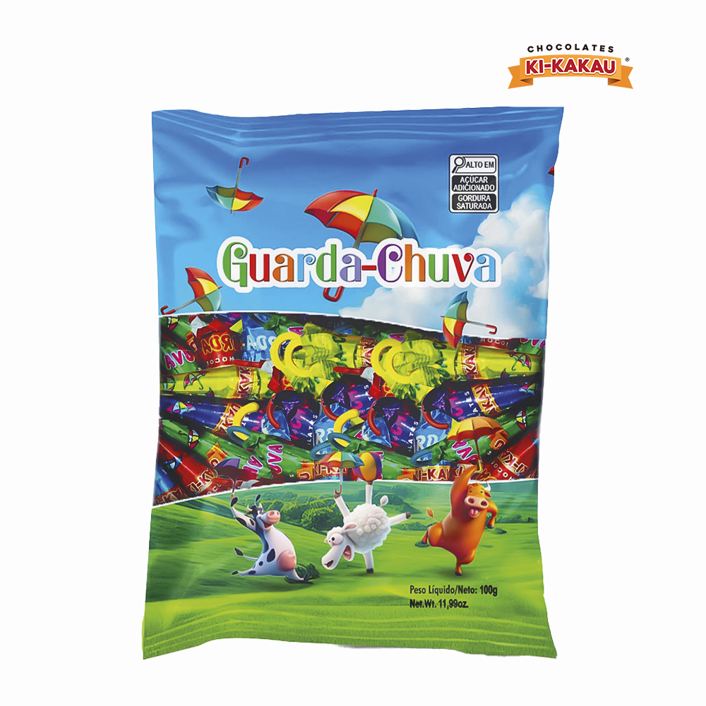 GUARDA-CHUVA KIKAKAU DE CHOCOLATE - PACOTE 100 GRAMAS