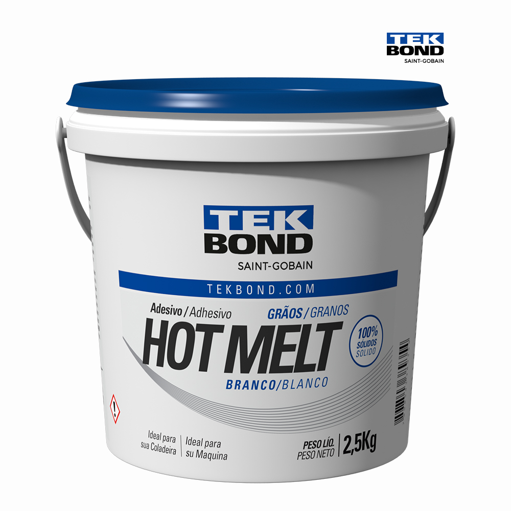 ADESIVO TEKBOND HOT MELT EM GRÃOS P/MADEIRA - GALÃO 2,5KG - COR BRANCO