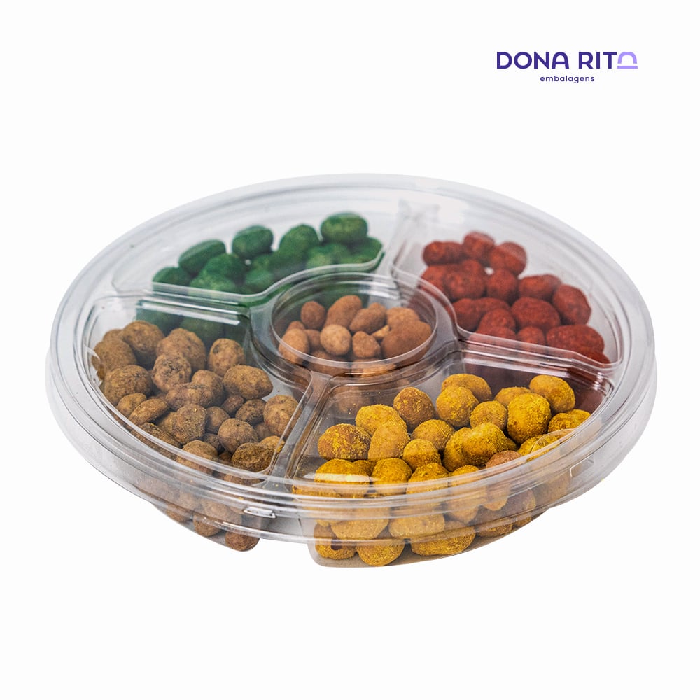 EMBALAGEM/BANDEJA PETISQUEIRA DONARITA  D540 400ML 4 DIVISORIAS C/100 UNIDADES