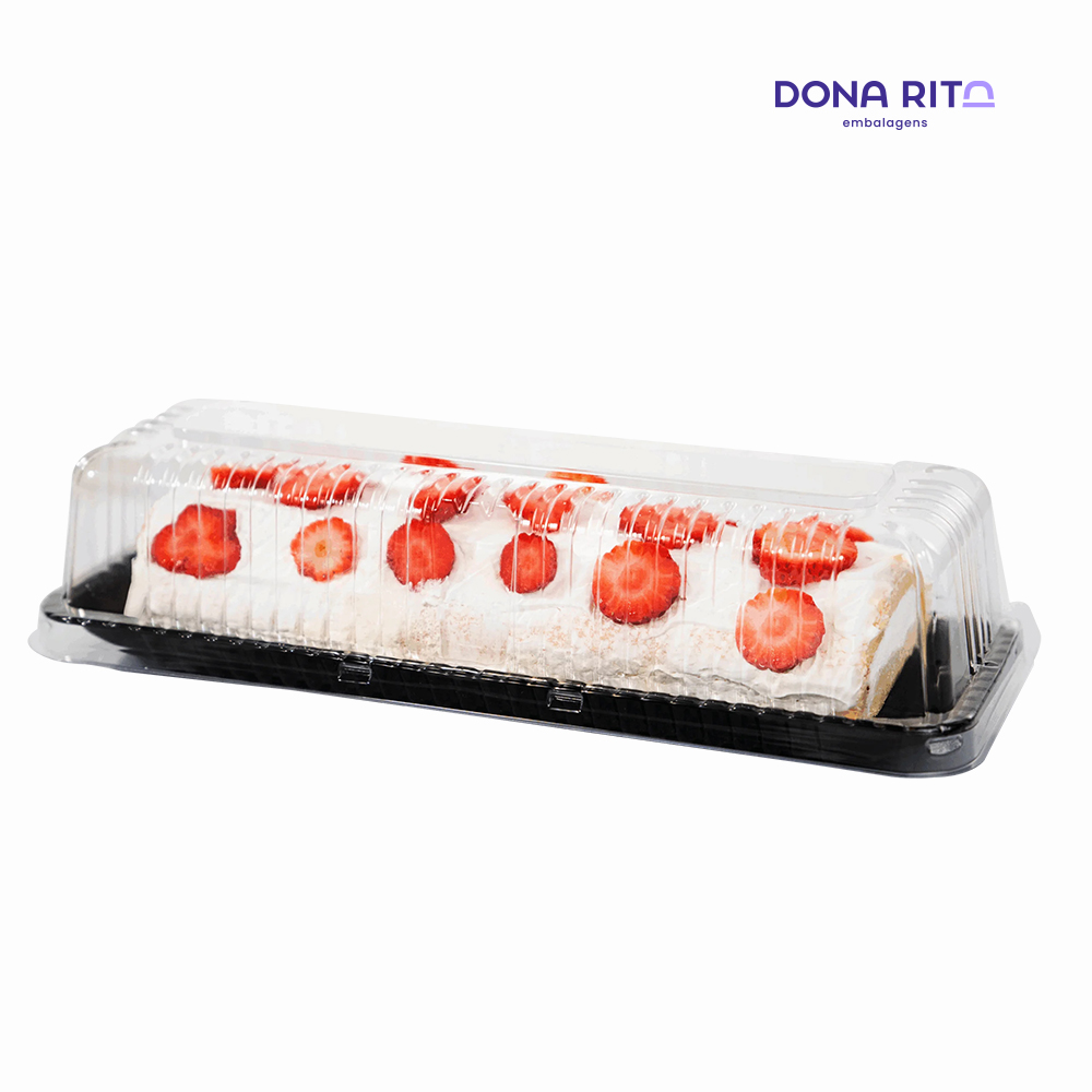 EMBALAGEM DONARITA D63RA RETANGULAR P/BOLO E TORTAS ALTA ROMA 500G BASE PRETA C/100 UNIDADES