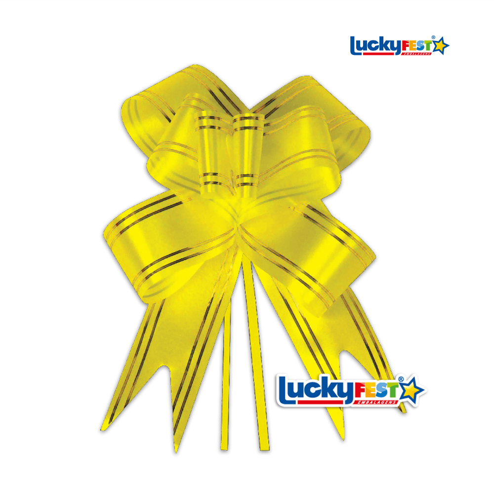 LAÇO LUCKYFEST BORBOLETA 1,6X33CM M DOURADO AMARELO - PACOTE C/10 UNIDADES