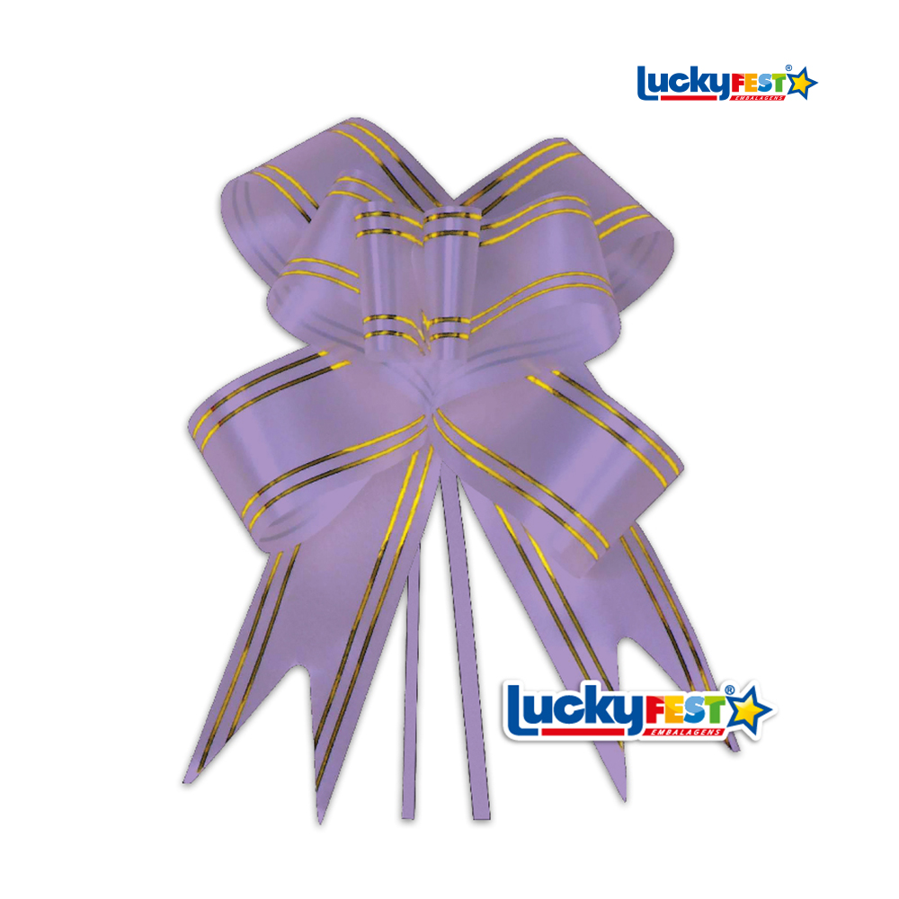 LAÇO LUCKYFEST BORBOLETA 1,6X33CM M DOURADO LILAS - PACOTE C/10 UNIDADES