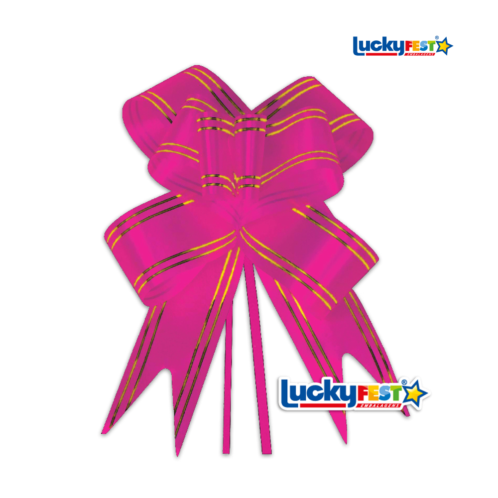 LAÇO LUCKYFEST BORBOLETA 1,6X33CM M DOURADO PINK - PACOTE C/10 UNIDADES