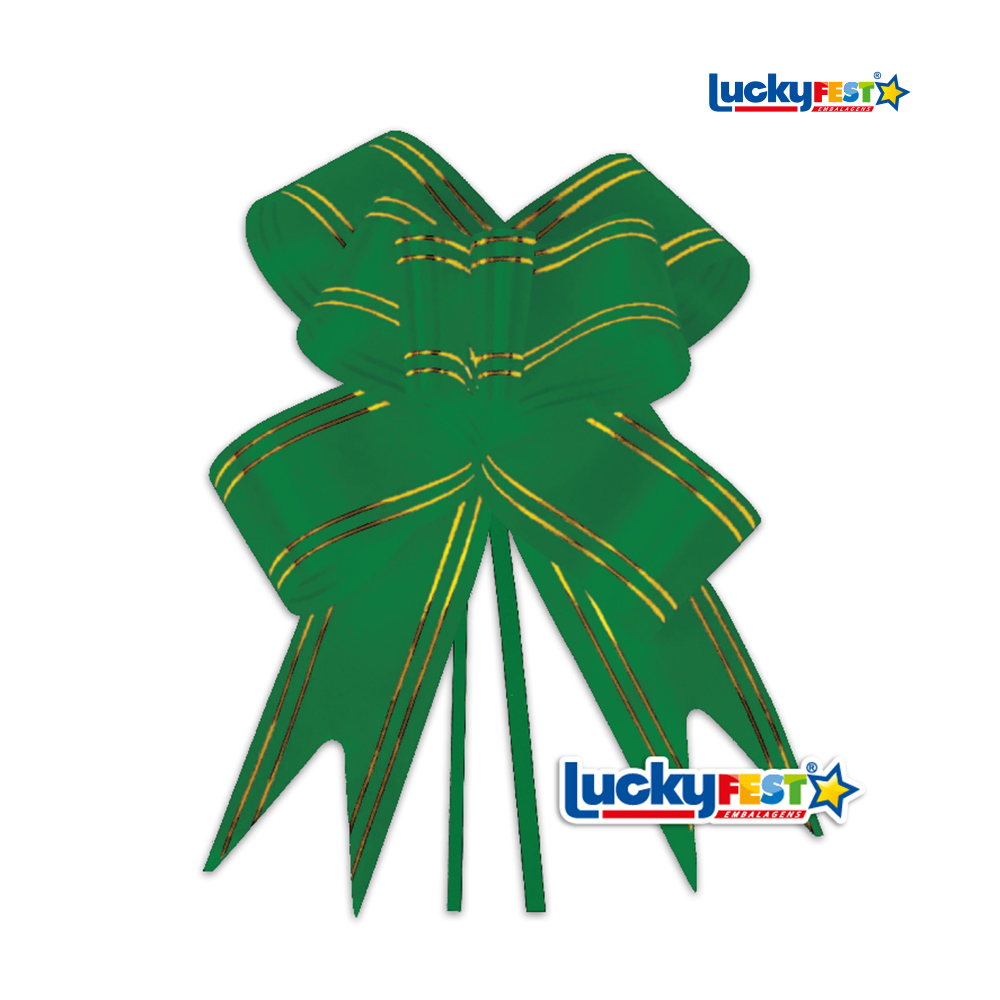 LAÇO LUCKYFEST BORBOLETA 1,6X33CM M DOURADO VERDE BANDEIRA - PACOTE C/10 UNIDADES