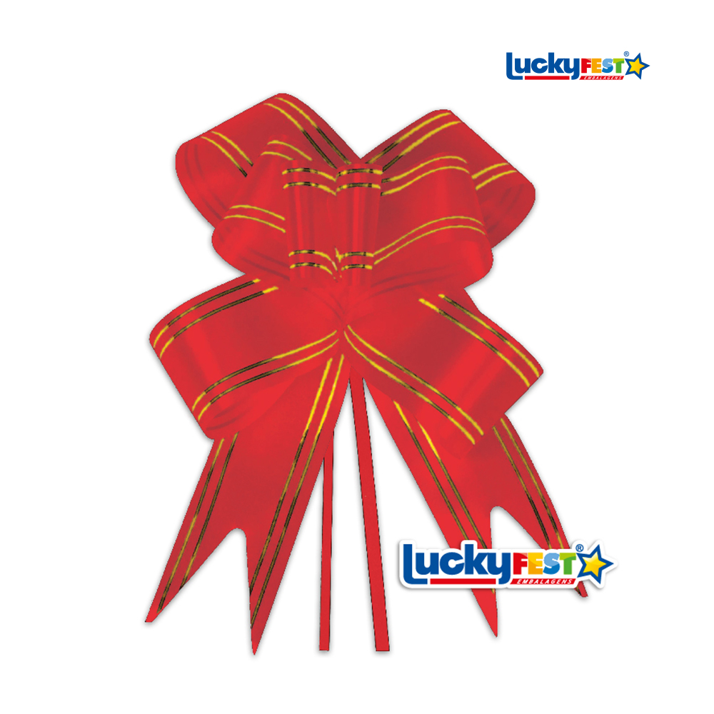 LAÇO LUCKYFEST BORBOLETA 1,6X33CM M DOURADO VERMELHO - PACOTE C/10 UNIDADES