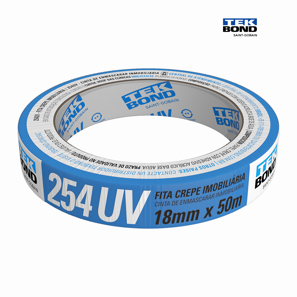 FITA TEKBOND CREPE 254 UV 18MMX50M AZUL