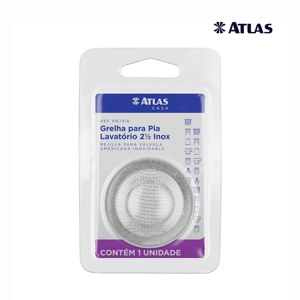 GRELHA ATLAS PARA PIA/LAVATORIO 2 1/2 INOX