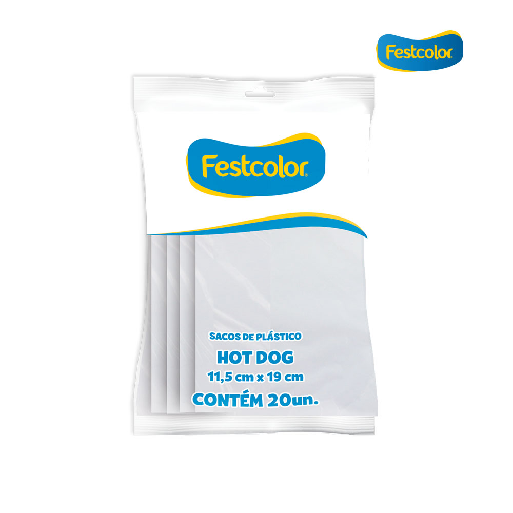 SACO PLASTICO FESTCOLOR HOTDOG 11,5X19CM C/600 UNIDADES