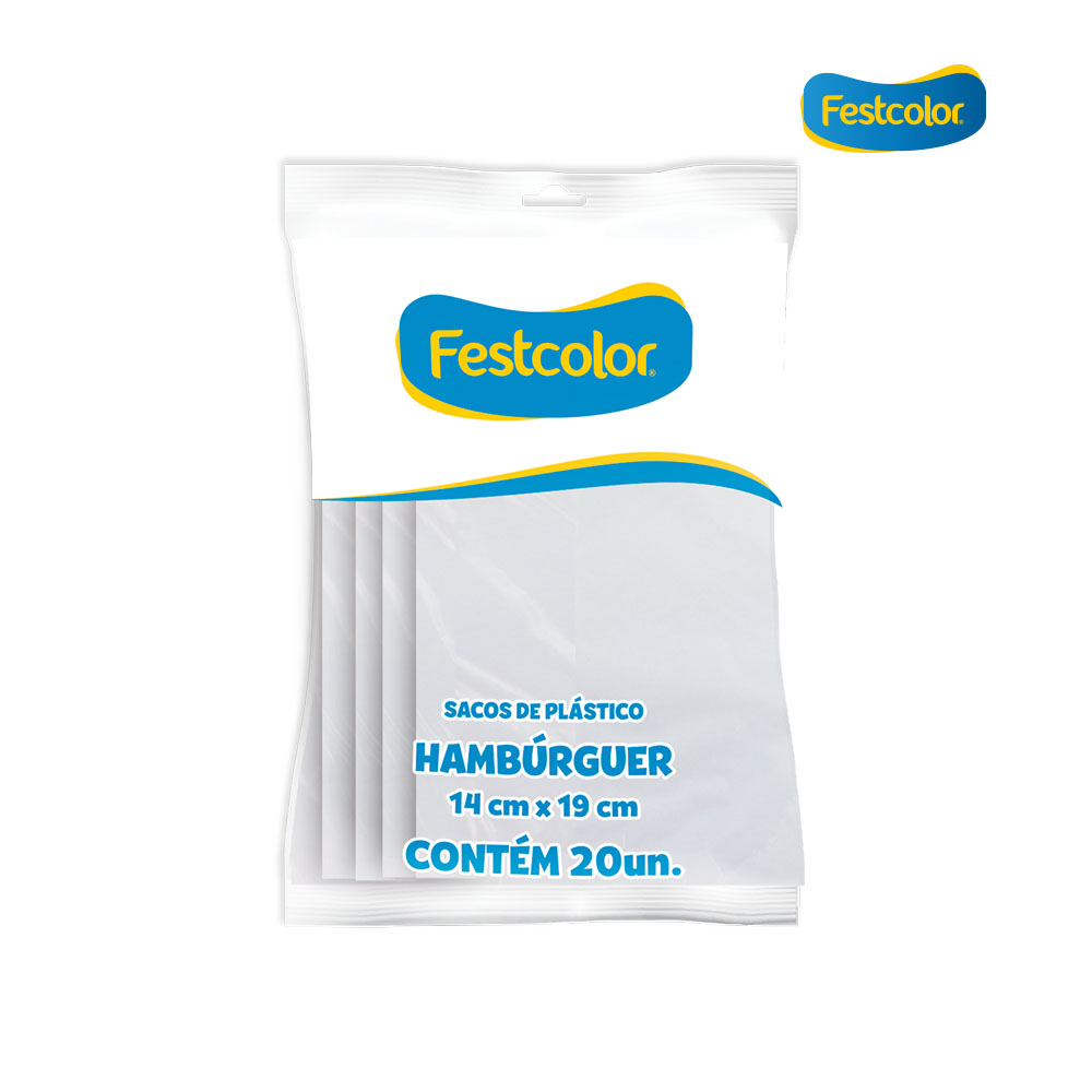 SACO PLASTICO FESTCOLOR HAMBURGUER 14X19XCM C/600 UNIDADES