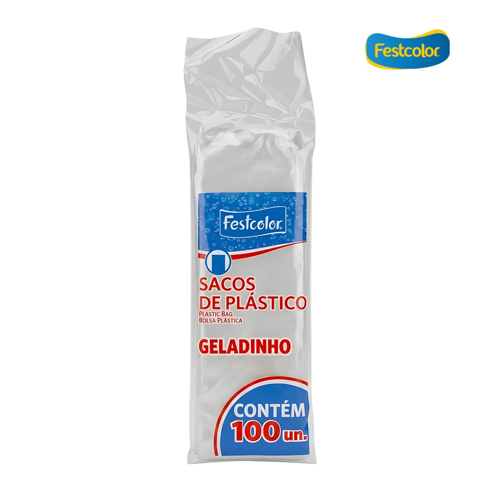 SACO PLASTICO FESTCOLOR DINDIN GOUMET/GELADÃO 06X24CM C/3000 UNIDADES