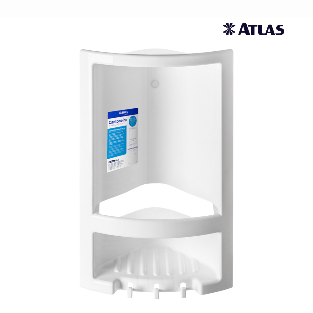CANTONEIRA ATLAS PARA BANHEIRO PLASTICO  COM GANCHO BRANCO