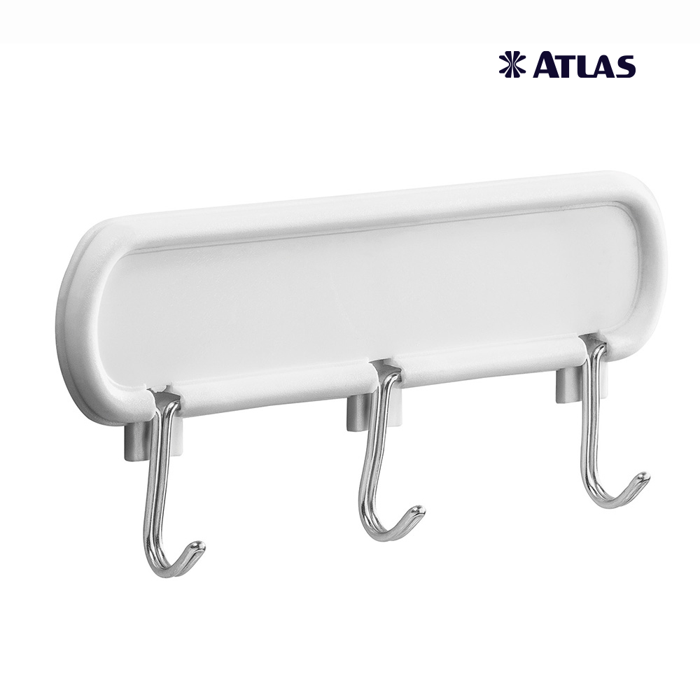 GANCHO ATLAS ADESIVO TRIPLO 0,3KG  PLASTICO/METAL  BR