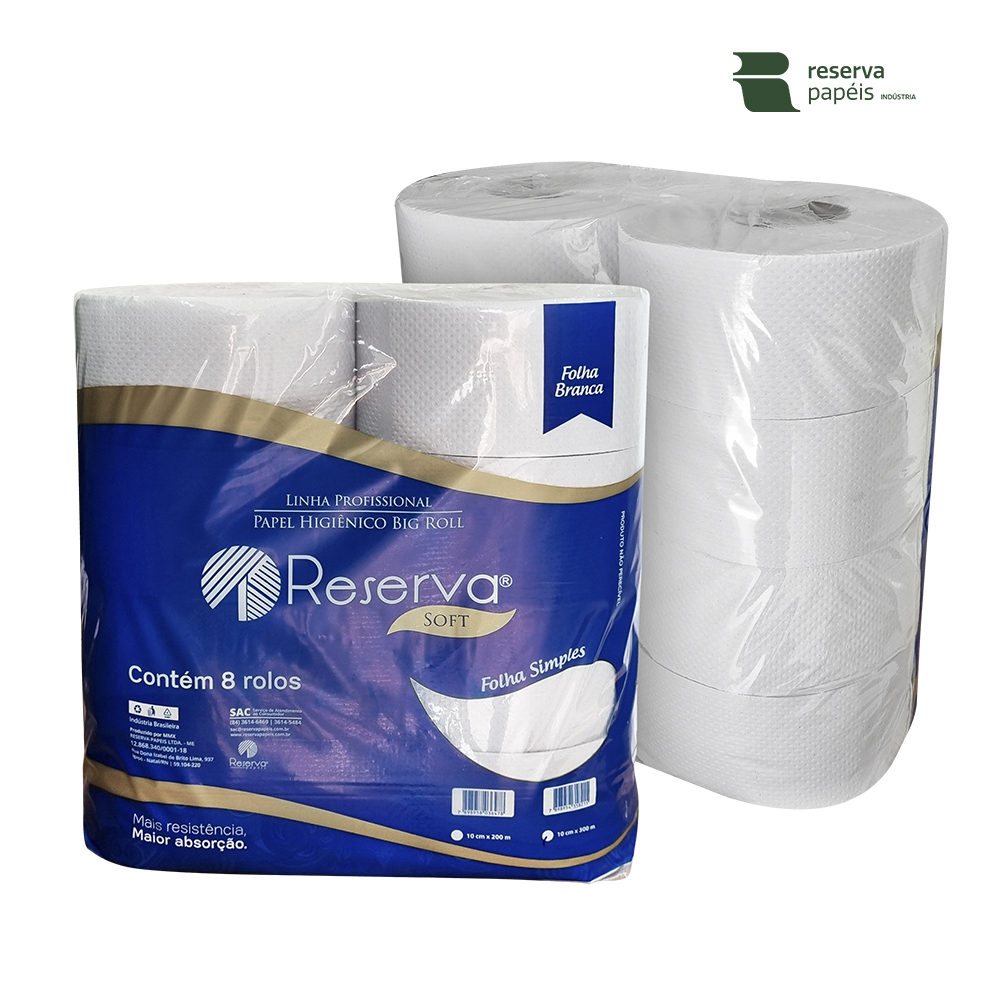 PAPEL HIGIENICO RESERVA SOFFT BIG ROLL 300 METROS C/08 UNIDADES DE ROLOS