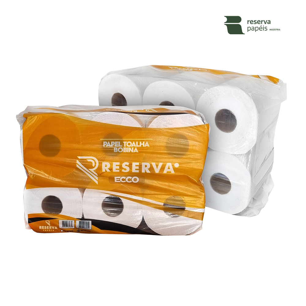 PAPEL TOALHA RESERVA ECCO BOBINA 150 METROS C/06 UNIDADES DE ROLOS