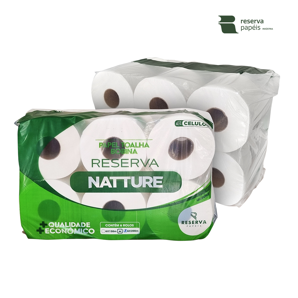 PAPEL TOALHA RESERVA NATTURE ”A” BOBINA 150 METROS C/06 UNIDADES DE ROLOS