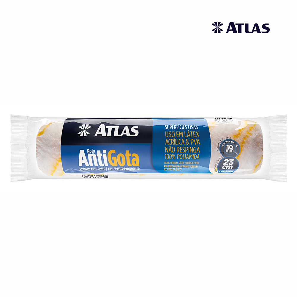 ROLO ATLAS P/PINTURA ANTI-RESPINGO ESPUMA POLIAMIDA 23CM S/CABO
