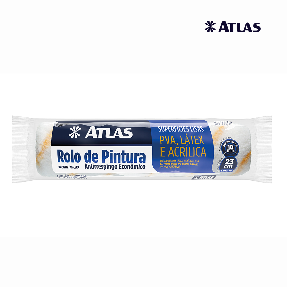 ROLO ATLAS P/PINTURA ANTI-RESPINGO LA SINTETICA 23CM S/CABO