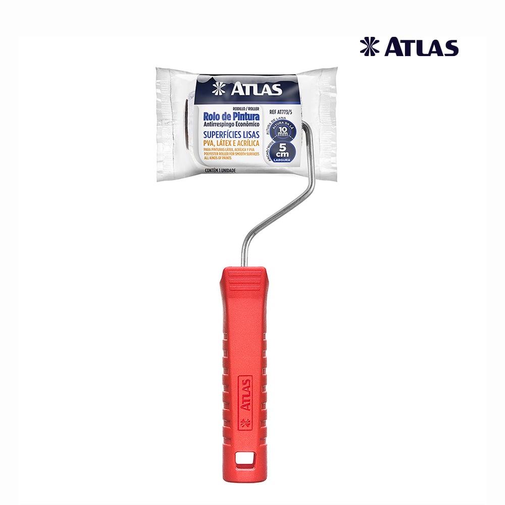 ROLO ATLAS P/PINTURA ANTIRESPINGO LA SINTETICA 5CM C/CABO